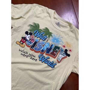 Walt Disney World Mickey Yellow Wish You Were Here Shirt Medium M
